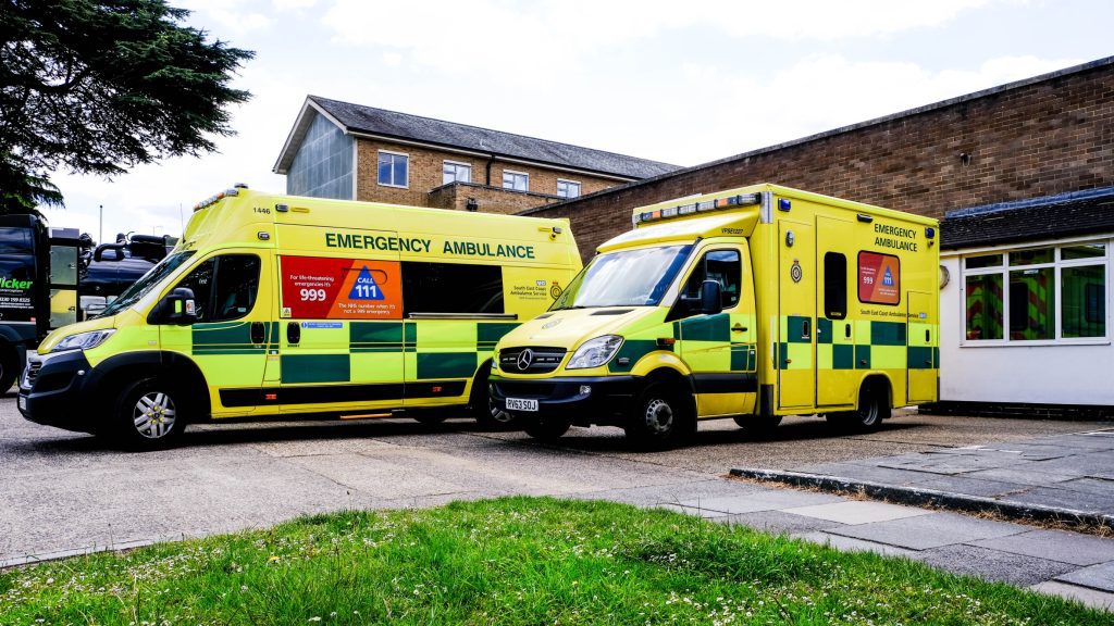 ambulances outside of a hospital