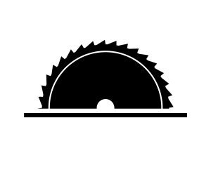 BLACK AND WHITE VISUAL OF A CIRCULAR SAW BLADE