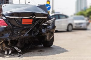 A destroyed car boot following an accident