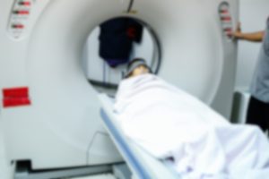 A patient having a CT scan