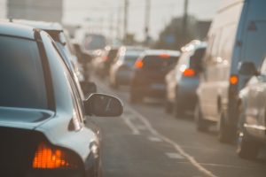 Cars in traffic jam.